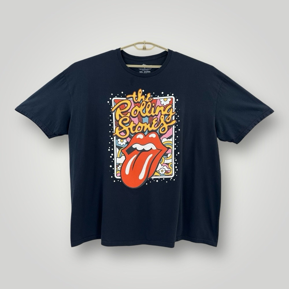 The Rolling Stones T-Shirt Adult Sz 3XL (54/56) Black Graphic Print Short Sleeve